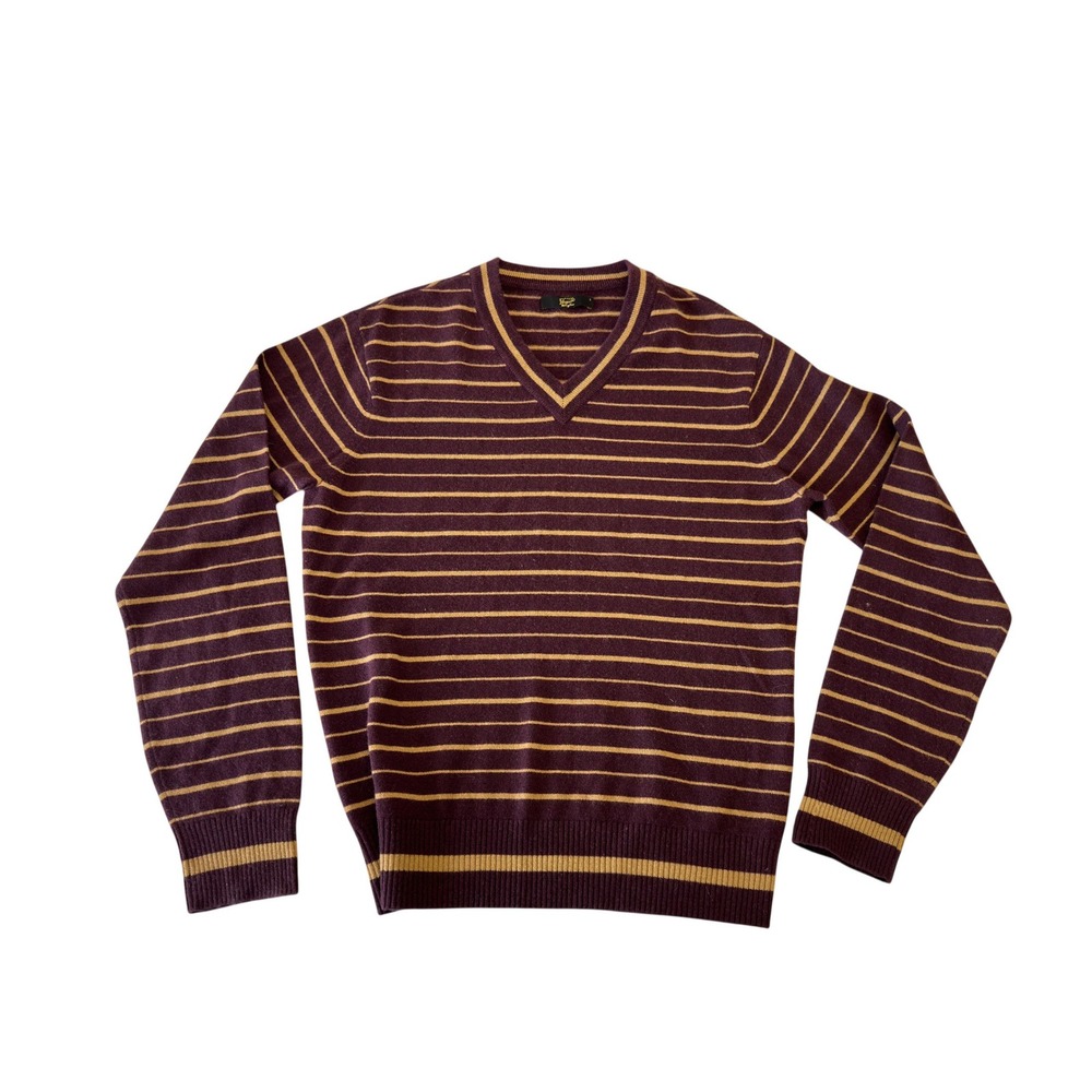 Vintage 90s Original Penguin Mens Cashmere V-Neck Striped Sweater Large